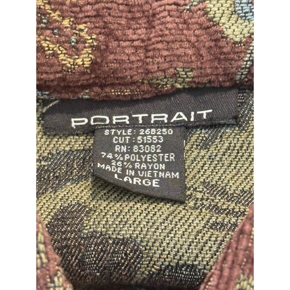 Portrait Women's Tapestry Floral Button Up Poly Rayon Jacket Vintage Size Lg NWT - Picture 6 of 7
